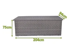 New Kissenbox L, grau, Polyrattan, 204x94x75cm Polyrattan-Gartenmöbel|Auflagenbox
