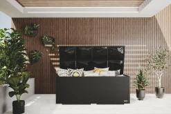 Kissenbox, schwarz, Polyrattan, 204x94x75cm Polyrattan-Gartenmöbel|Auflagenbox