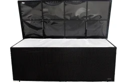 Kissenbox, schwarz, Polyrattan, 204x94x75cm Polyrattan-Gartenmöbel|Auflagenbox