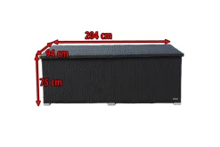 Kissenbox, schwarz, Polyrattan, 204x94x75cm Polyrattan-Gartenmöbel|Auflagenbox