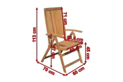Sale Klappsessel, natur, Akazie, 60 x 70 x 113 cm, verstellbar, FSC®-zertifiziertes Produkt Gartenstühle & Gartensessel