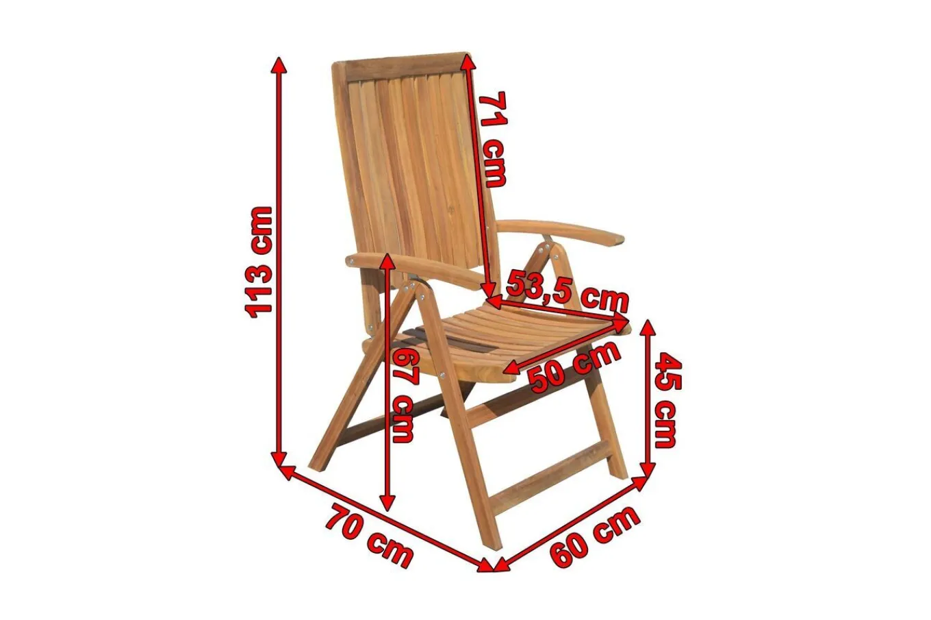 Sale Klappsessel, natur, Akazie, 60 x 70 x 113 cm, verstellbar, FSC®-zertifiziertes Produkt Gartenstühle & Gartensessel