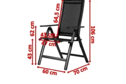 Clearance Klappstuhl, anthrazit matt/schwarz, Alu/Textilene, 60x70x106cm, 7-fach verstellbar Gartenstühle & Gartensessel