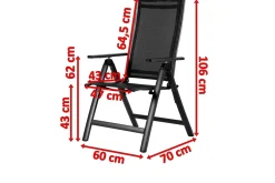 Clearance Klappstuhl, anthrazit matt/schwarz, Alu/Textilene, 60x70x106cm, 7-fach verstellbar Gartenstühle & Gartensessel