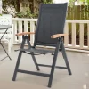 Outlet Klappstuhl, anthrazit matt, Aluminium/Teak, 69x59x106cm Gartenstühle & Gartensessel