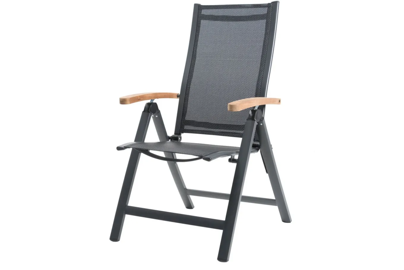 Outlet Klappstuhl, anthrazit matt, Aluminium/Teak, 69x59x106cm Gartenstühle & Gartensessel