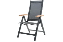 Outlet Klappstuhl, anthrazit matt, Aluminium/Teak, 69x59x106cm Gartenstühle & Gartensessel