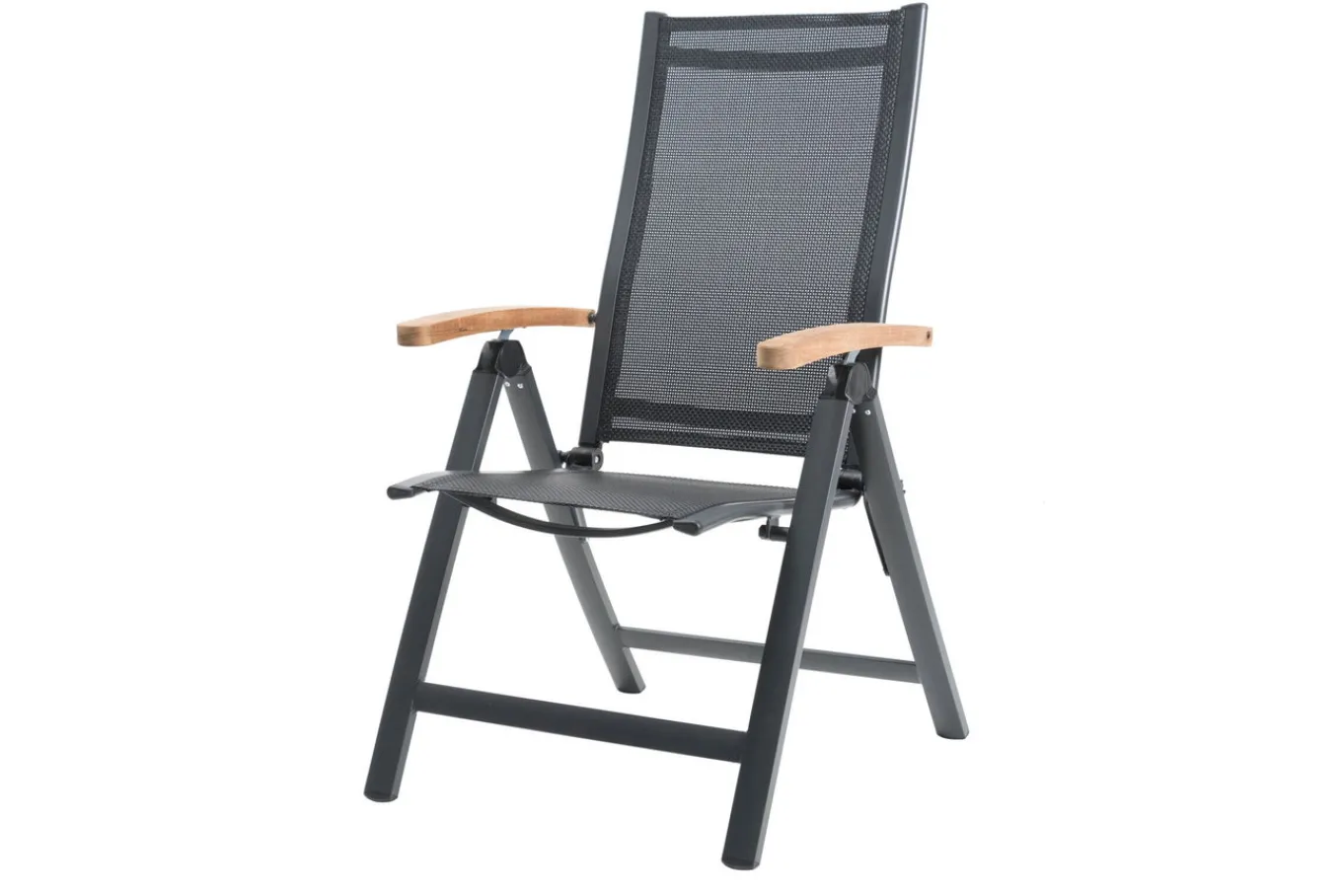 Outlet Klappstuhl, anthrazit matt, Aluminium/Teak, 69x59x106cm Gartenstühle & Gartensessel