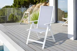 Sale Klappstuhl, creme/weiß, Aluminium, 7-fach verstellbar, witterungsbeständig, hohe Belastbarkeit Aluminium-Gartenmöbel|Gartenstühle & Gartensessel