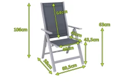 Sale Klappstuhl, silber/anthrazit, Alu/Textilene, 70x58x106cm Gartenstühle & Gartensessel