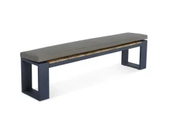 Discount Kona Bank, dark grey/natur, Alu/recyceltes Teak, 200x40x45cm, rustikal gebürstet, U-Gestell, FSC®-zertifiziertes Produkt Gartenbänke & Gartensofas