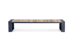 Best Kona Bank, dark grey/natur, Alu/recyceltes Teak, 240x40x45cm, rustikal gebürstet, U-Gestell, FSC®-zertifiziertes Produkt Gartenbänke & Gartensofas