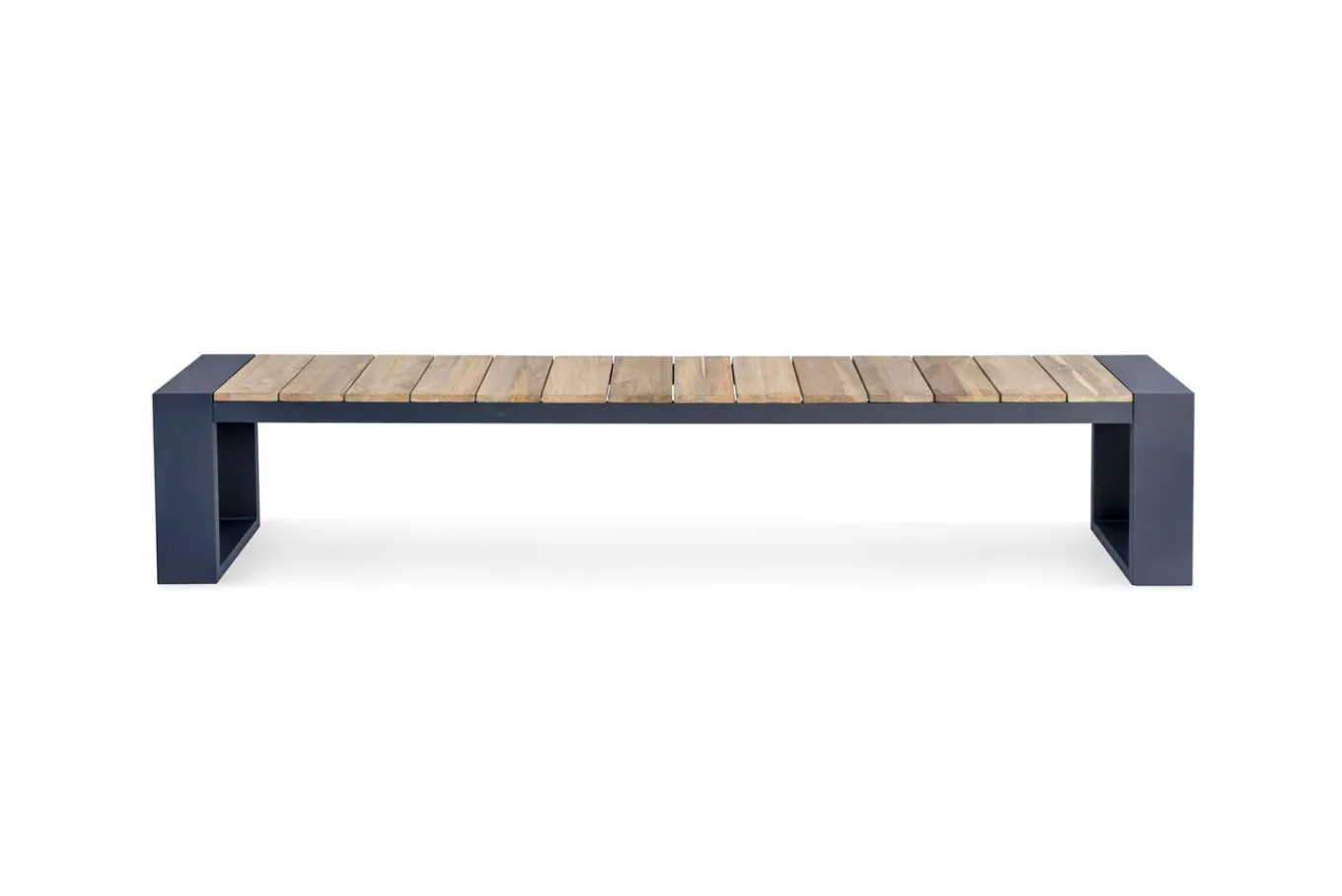 Best Kona Bank, dark grey/natur, Alu/recyceltes Teak, 240x40x45cm, rustikal gebürstet, U-Gestell, FSC®-zertifiziertes Produkt Gartenbänke & Gartensofas