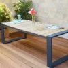 Discount Kona Esstisch, dark grey/natur, Alu/recyceltes Teak, 240x100x76cm, rustikal gebürstet, U-Gestell, FSC®-zertifiziertes Produkt Gartentische