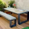 Hot Kona Garten-Essgruppe, dark grey/natur, Alu/recyceltes Teak, Esstisch 240x100cm, 2x Bank 240x40cm, U-Gestell, FSC®-zertifiziertes Produkt Garten-Essgruppen