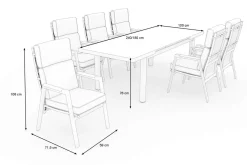Sale Korba Garten-Essgruppe, 6 Personen, ausziehbarer Tisch 180–240 cm, Aluminium/Teak, inkl. Polster Garten-Essgruppen|Aluminium-Gartenmöbel