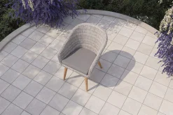 Best Kota Cocktail-Sessel, grau-meliert, Akazie/Polyrattan, 60x65x84 cm, inkl. Auflage, FSC®-zertifiziertes Produkt Polyrattan-Gartenmöbel|Gartenstühle & Gartensessel