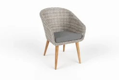 Best Kota Cocktail-Sessel, grau-meliert, Akazie/Polyrattan, 60x65x84 cm, inkl. Auflage, FSC®-zertifiziertes Produkt Polyrattan-Gartenmöbel|Gartenstühle & Gartensessel