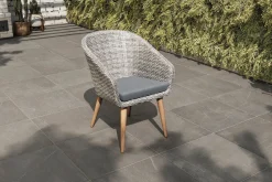 Best Kota Cocktail-Sessel, grau-meliert, Akazie/Polyrattan, 60x65x84 cm, inkl. Auflage, FSC®-zertifiziertes Produkt Polyrattan-Gartenmöbel|Gartenstühle & Gartensessel