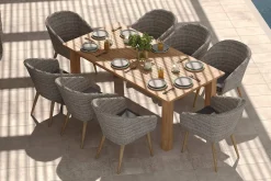 Kota Garten-Essgruppe, grau/natur, Akazie/Polyrattan/Alu, Ausziehbarer Tisch 180/220/260 x 100 cm, 8 Sessel, FSC®-zertifiziertes Produkt Garten-Essgruppen|Akazien-Gartenmöbel