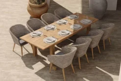 Kota Garten-Essgruppe, grau/natur, Akazie/Polyrattan/Alu, Ausziehbarer Tisch 180/220/260 x 100 cm, 8 Sessel, FSC®-zertifiziertes Produkt Garten-Essgruppen|Akazien-Gartenmöbel