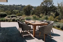 Online Kota Garten-Essgruppe, 6 Personen, ausziehbarer Tisch 180–260 cm, Akazie FSC®-zertifiziert/Polyrattan Garten-Essgruppen|Akazien-Gartenmöbel