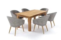 Online Kota Garten-Essgruppe, 6 Personen, ausziehbarer Tisch 180–260 cm, Akazie FSC®-zertifiziert/Polyrattan Garten-Essgruppen|Akazien-Gartenmöbel