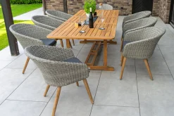 Sale Kota Garten-Essgruppe, grau/natur, Akazie/Polyrattan/Aluminium, Ausziehtisch 180/240 x 100 cm, 8 Cocktail-Sessel 60 x 65 cm, FSC®-zertifiziertes Produkt Garten-Essgruppen|Akazien-Gartenmöbel