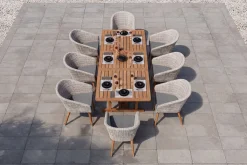 Sale Kota Garten-Essgruppe, grau/natur, Akazie/Polyrattan/Aluminium, Ausziehtisch 180/240 x 100 cm, 8 Cocktail-Sessel 60 x 65 cm, FSC®-zertifiziertes Produkt Garten-Essgruppen|Akazien-Gartenmöbel