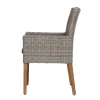 Outlet Kota Landhaussessel, grau-meliert, Alu/Akazie/Polyrattan, 60x65x94 cm, inkl. Auflagen, FSC®-zertifiziertes Produkt Polyrattan-Gartenmöbel|Gartenstühle & Gartensessel