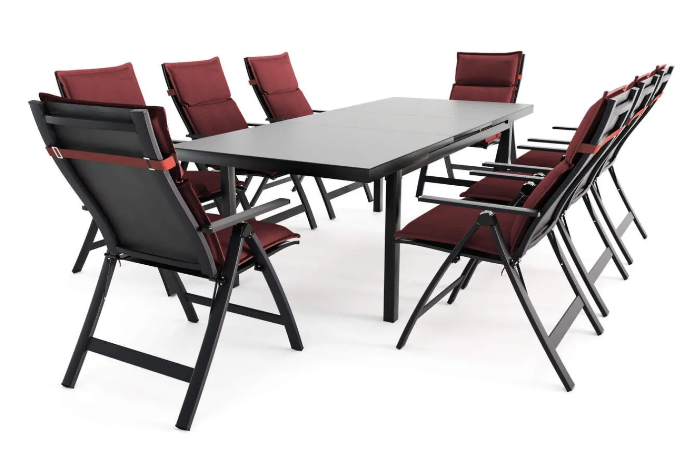 Online Lagos Garten-Essgruppe, 8 Personen, inkl. Auflagen, ausziehbar, 180-240cm, Alu/Textilene Garten-Essgruppen