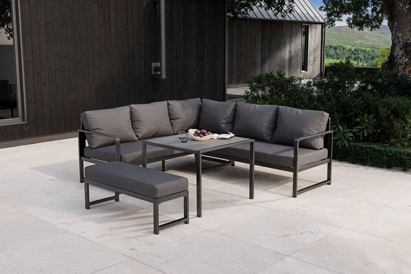 New Laguna Gartenlounge, dunkelgrau, Aluminium/Polyester, pulverbeschichtet Gartenlounge|Aluminium-Gartenmöbel