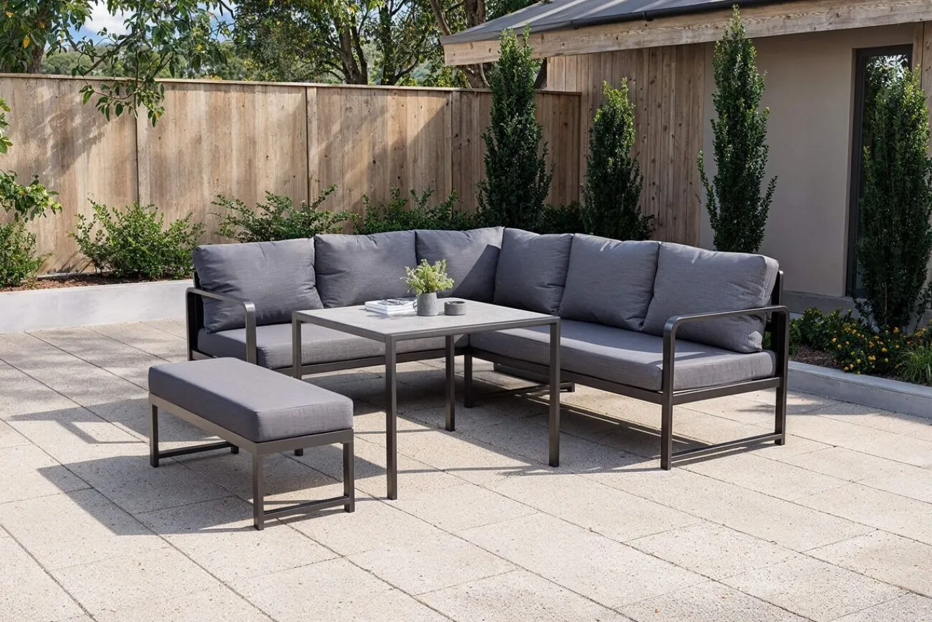 New Laguna Gartenlounge, dunkelgrau, Aluminium/Polyester, pulverbeschichtet Gartenlounge|Aluminium-Gartenmöbel
