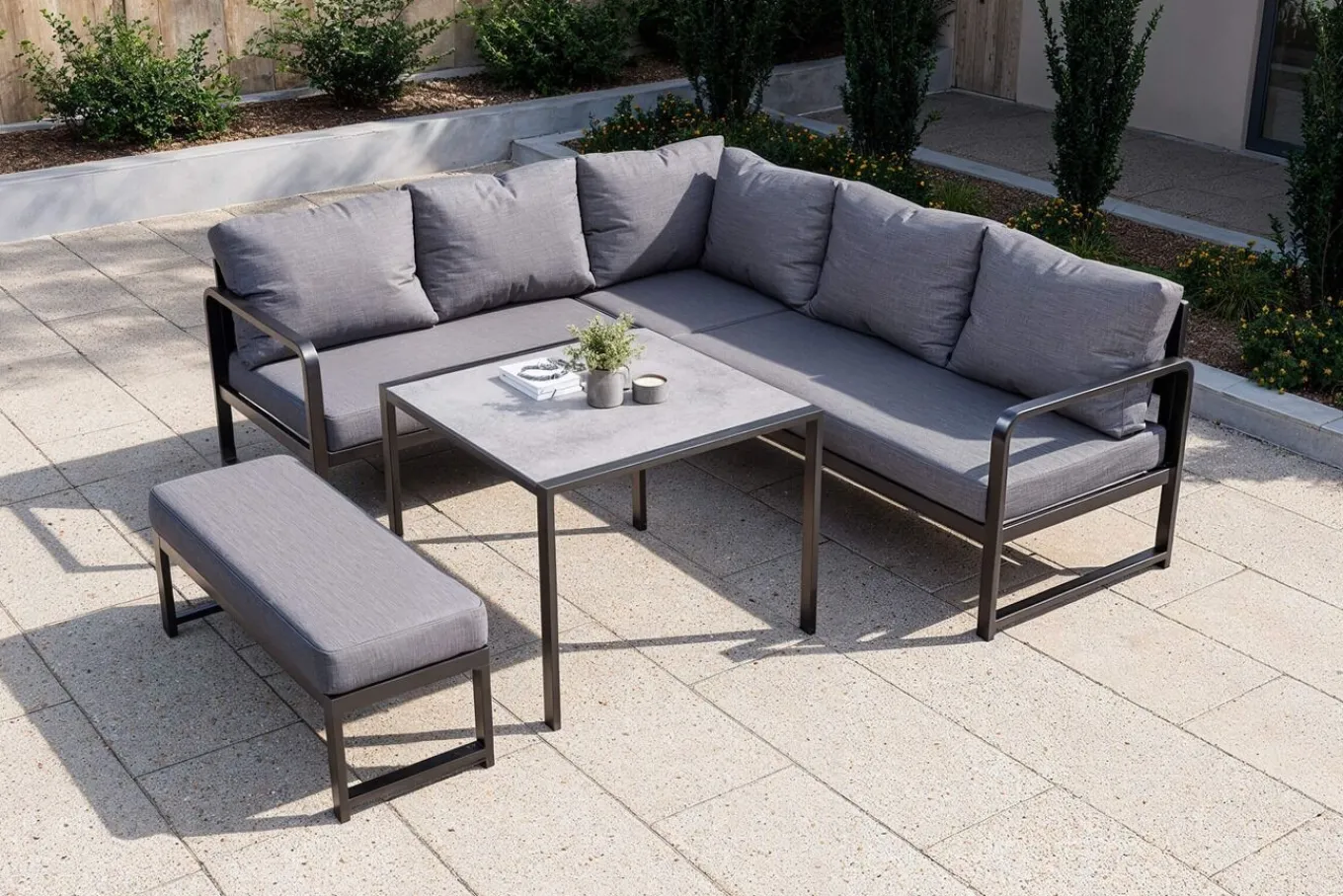 New Laguna Gartenlounge, dunkelgrau, Aluminium/Polyester, pulverbeschichtet Gartenlounge|Aluminium-Gartenmöbel