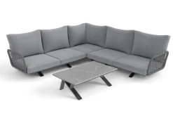 Hot Laguna Gartenlounge, anthrazit/grau, Aluminium/Rope-Geflecht, pulverbeschichtet, inkl. Kissen Gartenlounge|Aluminium-Gartenmöbel