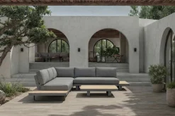Las Vegas Ecklounge, anthrazit/grau, Alu/Teak, 5 Personen, Tisch 130x95 cm, FSC®-zertifiziertes Produkt Gartenlounge|Aluminium-Gartenmöbel