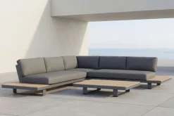 Las Vegas Ecklounge, anthrazit/grau, Alu/Teak, 5 Personen, Tisch 130x95 cm, FSC®-zertifiziertes Produkt Gartenlounge|Aluminium-Gartenmöbel