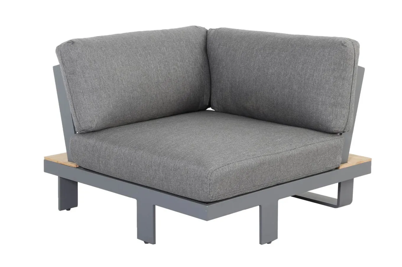 Las Vegas Ecklounge, anthrazit/grau, Alu/Teak, 5 Personen, Tisch 130x95 cm, FSC®-zertifiziertes Produkt Gartenlounge|Aluminium-Gartenmöbel