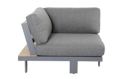 Las Vegas Ecklounge, anthrazit/grau, Alu/Teak, 5 Personen, Tisch 130x95 cm, FSC®-zertifiziertes Produkt Gartenlounge|Aluminium-Gartenmöbel