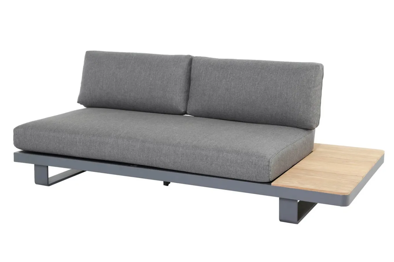 Las Vegas Ecklounge, anthrazit/grau, Alu/Teak, 5 Personen, Tisch 130x95 cm, FSC®-zertifiziertes Produkt Gartenlounge|Aluminium-Gartenmöbel