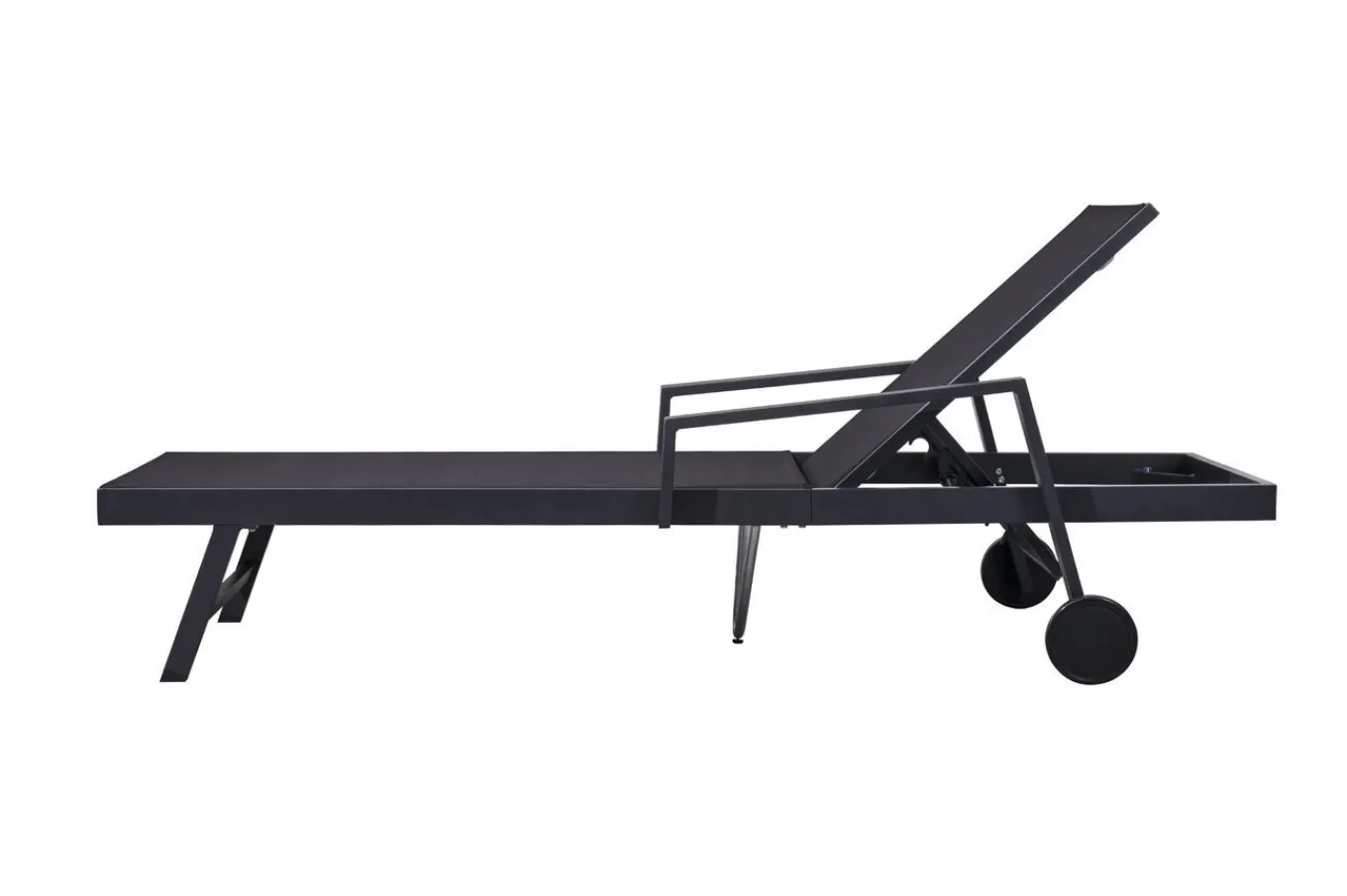 Sale Liegen-Set, anthrazit/bordeaux, Aluminium/Textilene/Polyester, Tisch 40 x 40 cm, 2 Auflagen, mit Rollen, Rückenlehne verstellbar Gartenliegen
