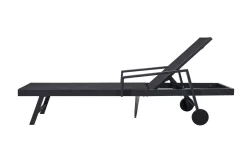 Discount Liegen Set, anthrazit , Alu/Textilene, 194x65x32 cm, inkl. Beistelltisch, verstellbare Rückenlehne, rollbar Gartenliegen