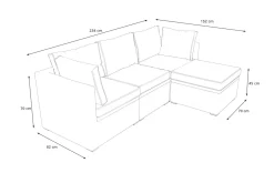 Loungegruppe, grau, Polyrattan, 4 Personen, verstellbare Sitzflächen, wasserfeste Kissenbox Polyrattan-Gartenmöbel|Gartenlounge