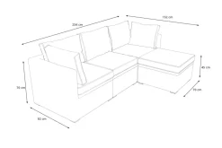 Loungegruppe, grau, Polyrattan, 4 Personen, verstellbare Sitzflächen, wasserfeste Kissenbox Polyrattan-Gartenmöbel|Gartenlounge