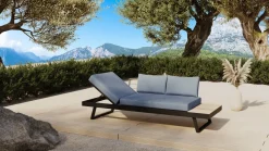 Lounge/Liege, anthrazit matt, Alu/Polyester, verstellbar, hoher Liegekomfort, 230 x 80 cm Gartenliegen|Aluminium-Gartenmöbel