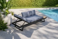 Lounge/Liege, anthrazit matt, Alu/Polyester, verstellbar, hoher Liegekomfort, 230 x 80 cm Gartenliegen|Aluminium-Gartenmöbel