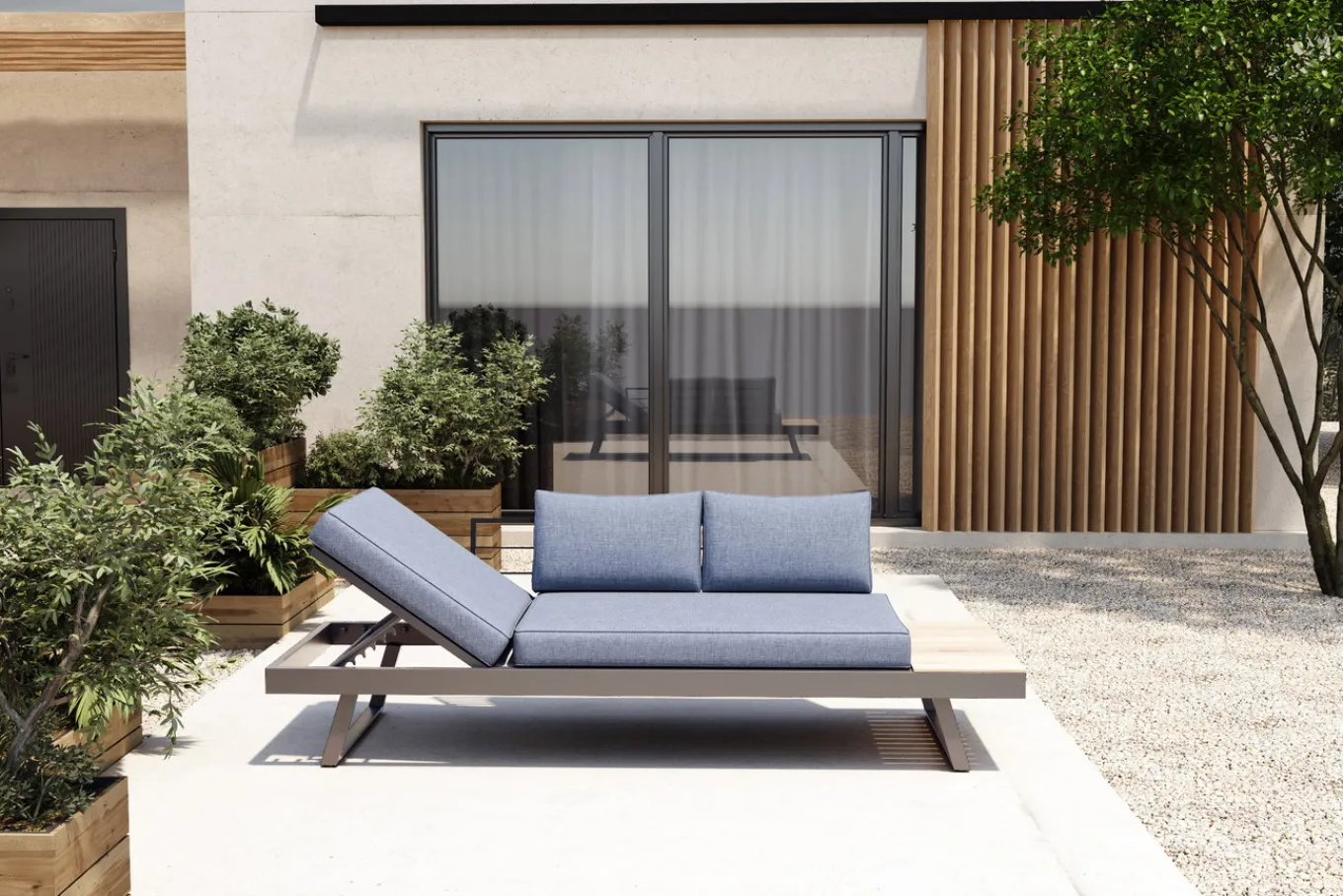 Online Lounge/Liege, silber, Alu/Polyester, verstellbar, hoher Liegekomfort, 230 x 80 cm Gartenliegen|Aluminium-Gartenmöbel