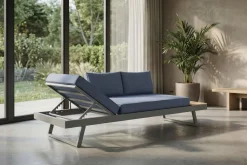 Online Lounge/Liege, silber, Alu/Polyester, verstellbar, hoher Liegekomfort, 230 x 80 cm Gartenliegen|Aluminium-Gartenmöbel