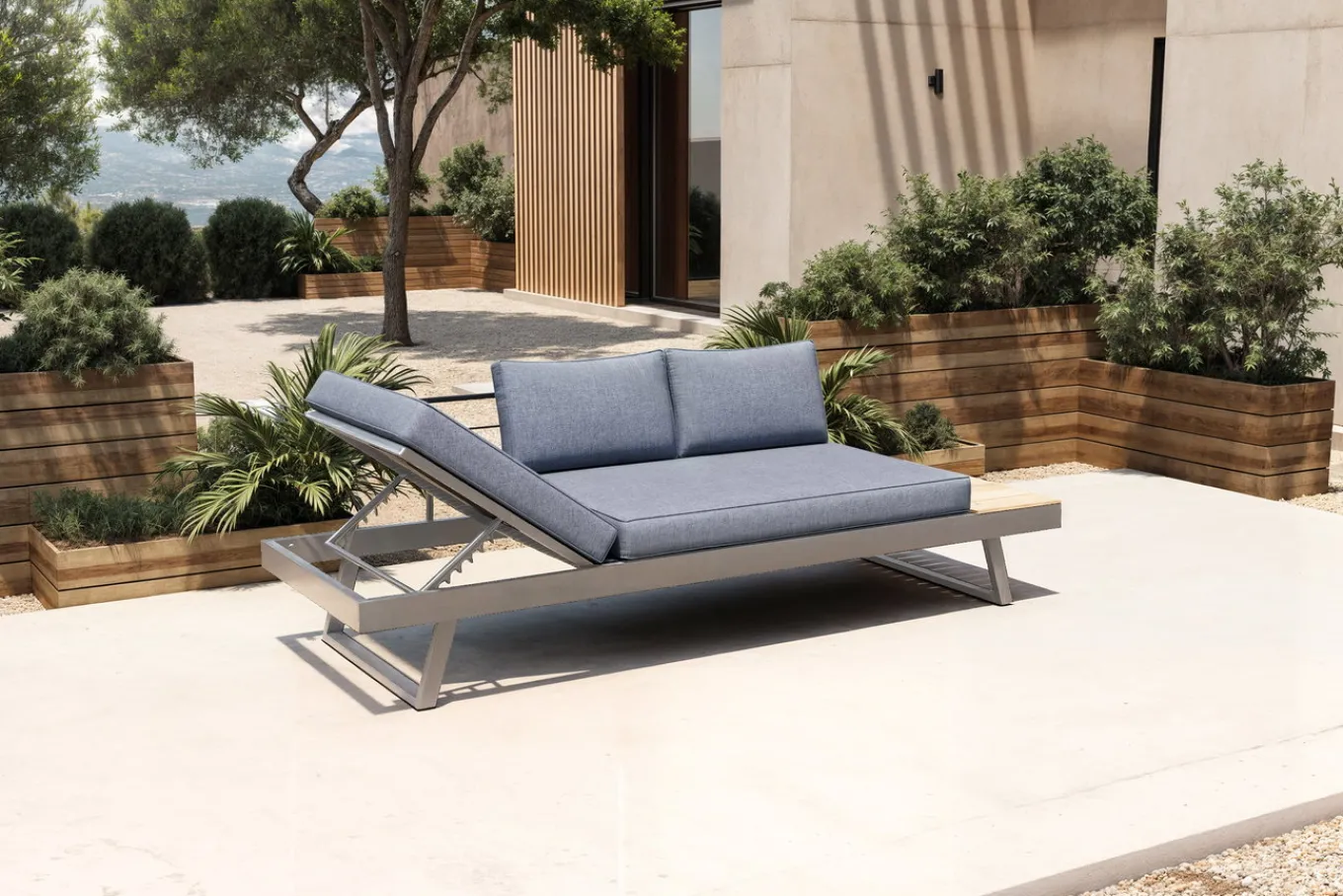 Online Lounge/Liege, silber, Alu/Polyester, verstellbar, hoher Liegekomfort, 230 x 80 cm Gartenliegen|Aluminium-Gartenmöbel