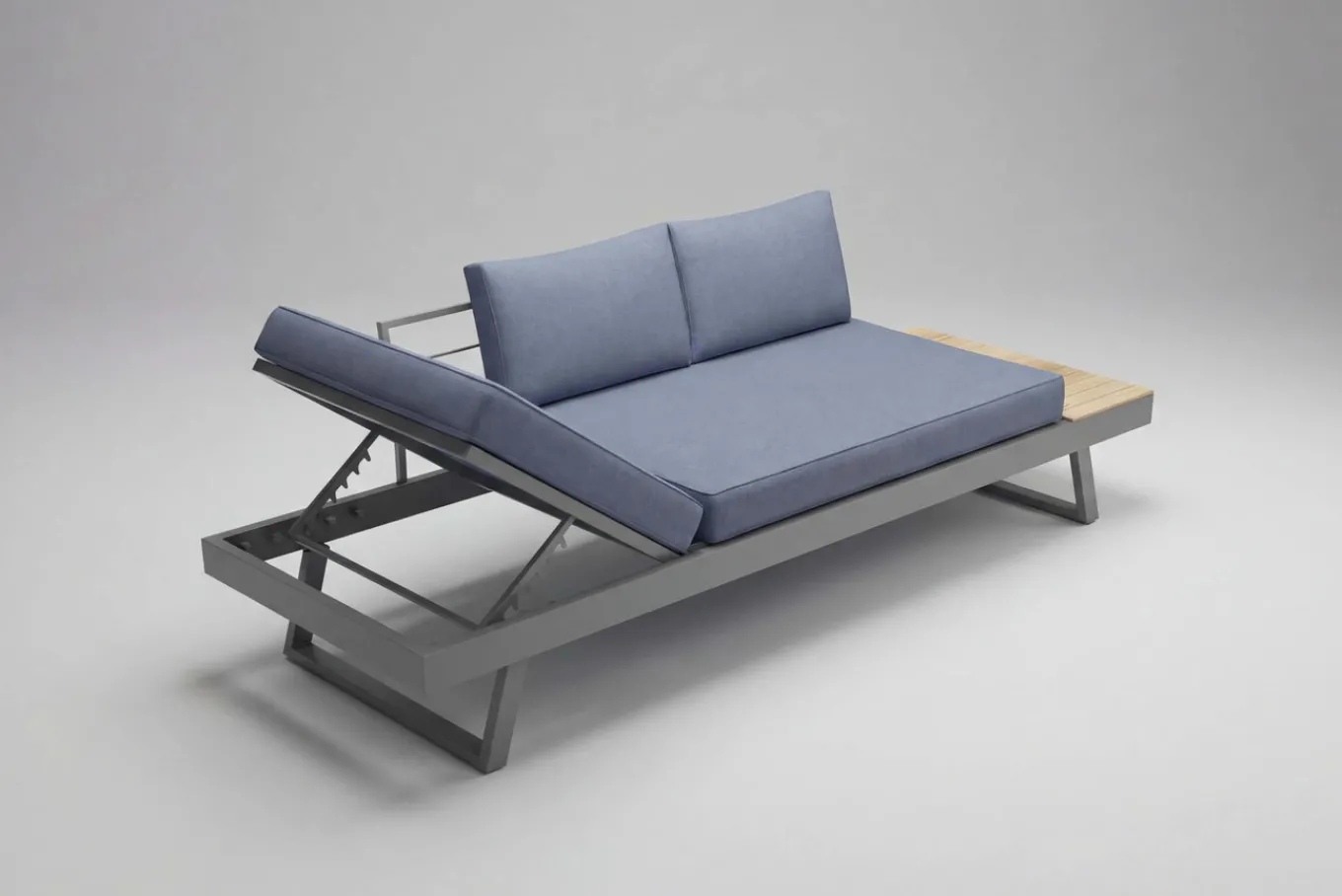 Online Lounge/Liege, silber, Alu/Polyester, verstellbar, hoher Liegekomfort, 230 x 80 cm Gartenliegen|Aluminium-Gartenmöbel